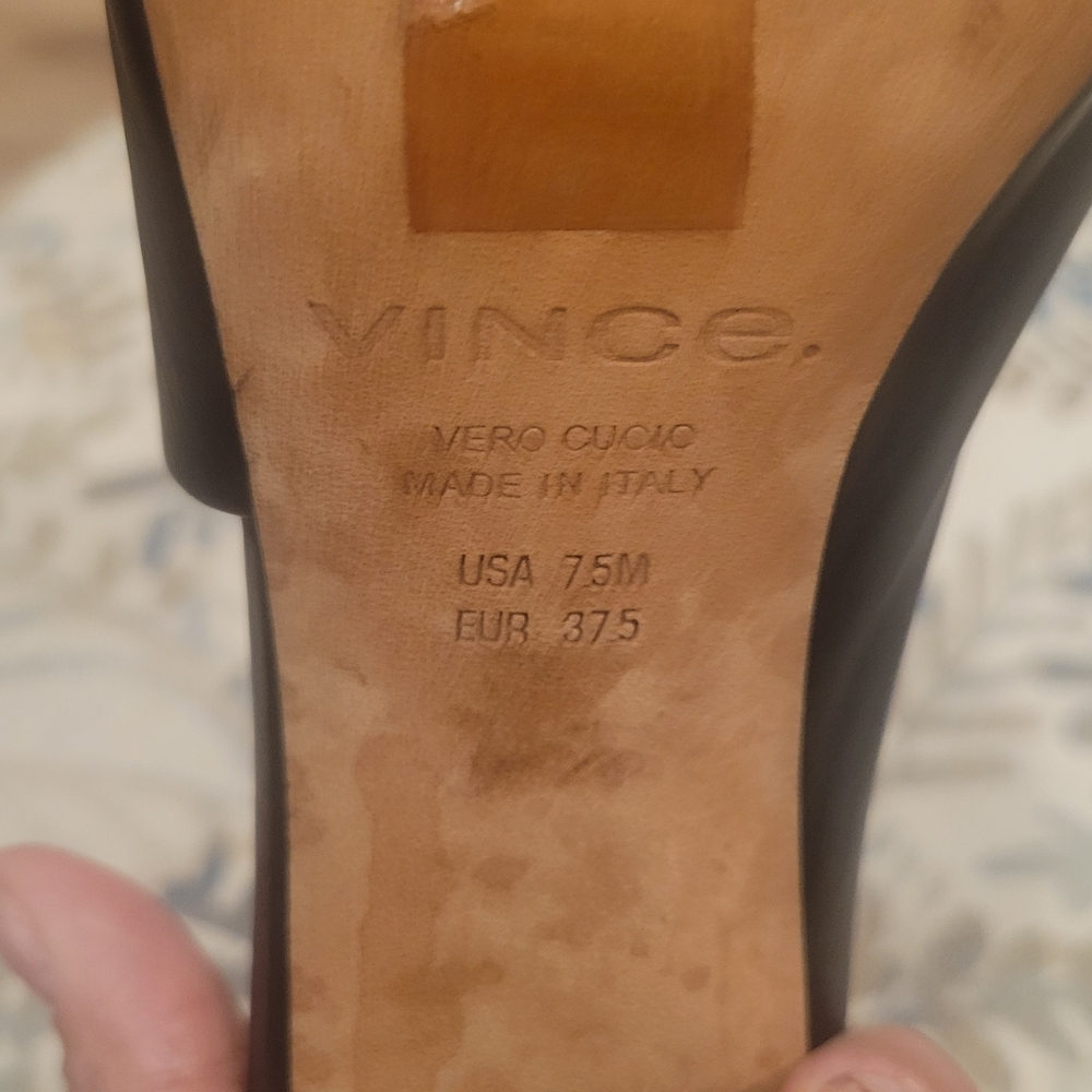 Vince Black Leather Open-Toe Mule Slides - Picture 4 of 7